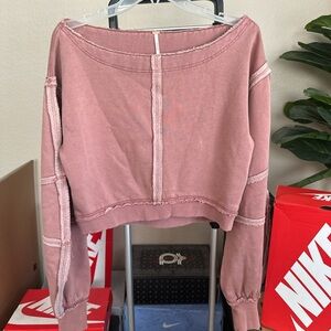 Free People Mauve Cropped Sweatshirt